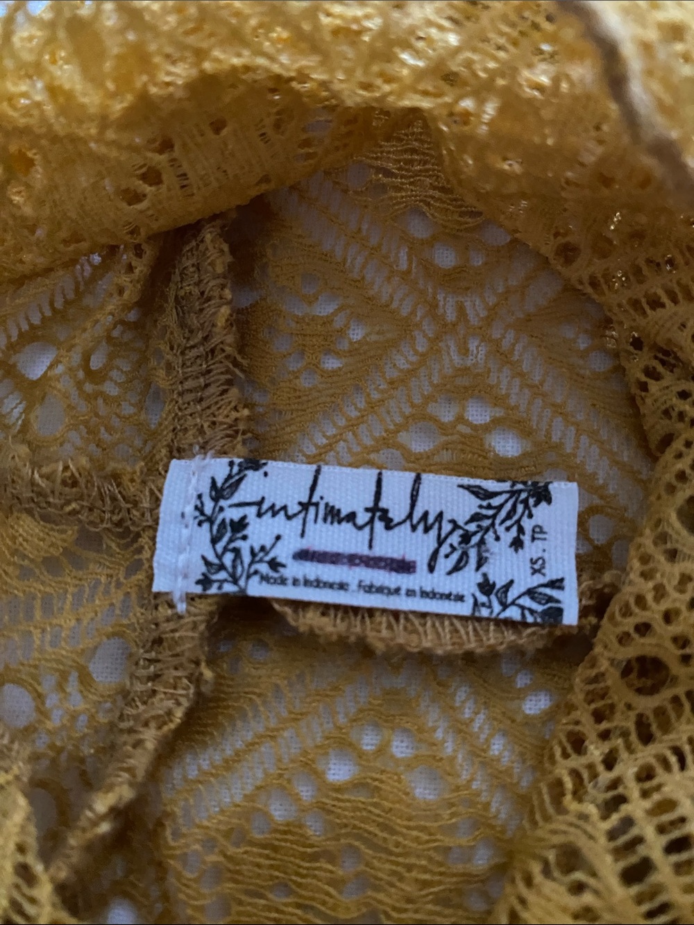 Intimately Free People Sweet Memories Sheer Lace Turtleneck Mustard Yellow XS - Picture 6 of 14